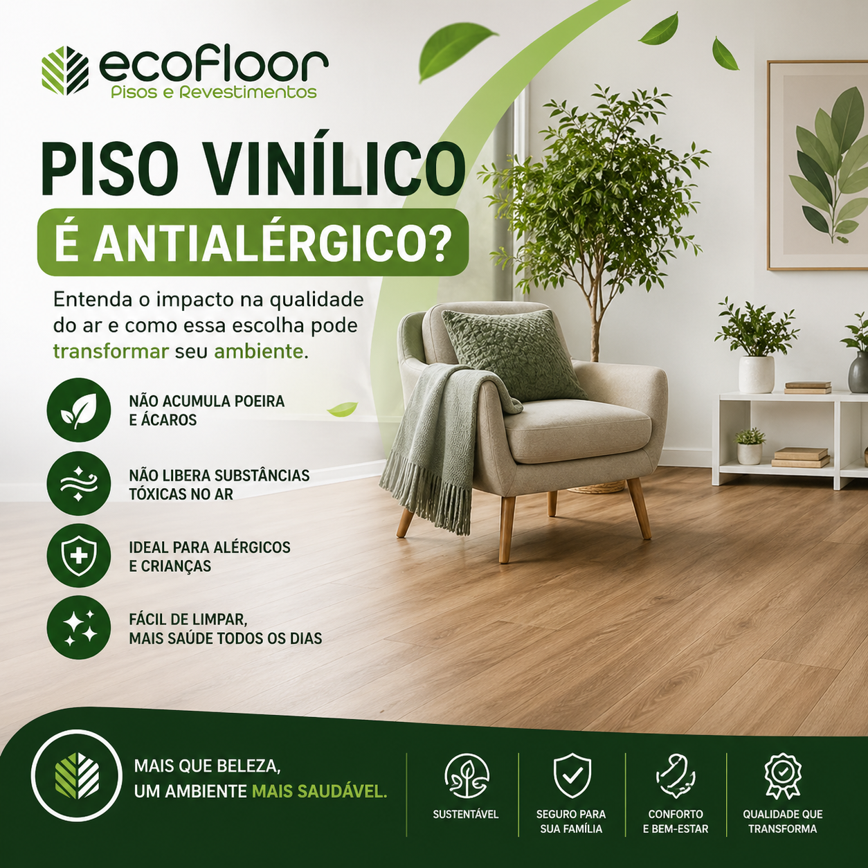 Piso Vinílico é Antialérgico Entenda o impacto na qualidade do ar e como essa escolha pode transformar seu ambiente