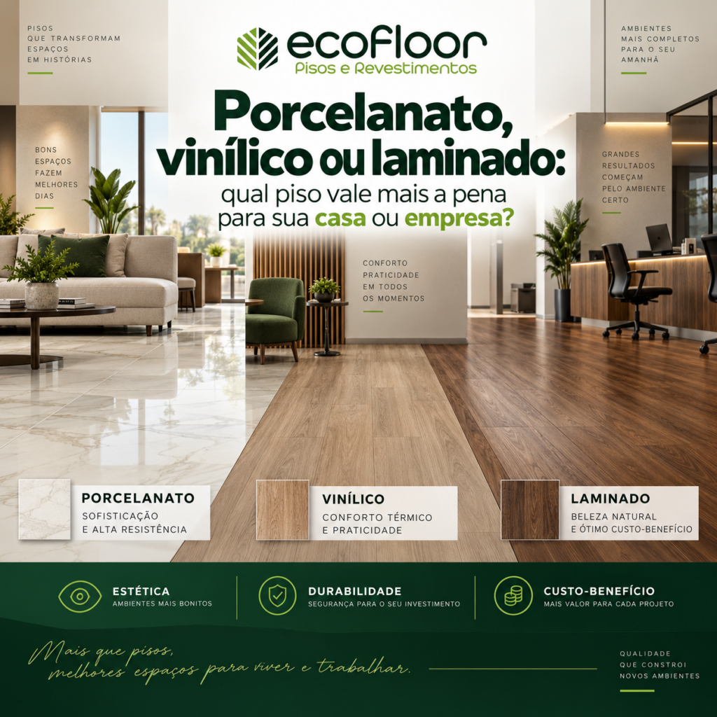 Porcelanato, vinílico ou laminado qual piso vale mais a pena para sua casa ou empresa